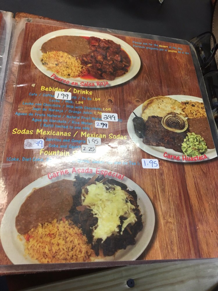 Menu at Los Charros restaurant, East Moline