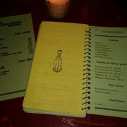 La Clandestina - México, D.F., Mexico. Menu de la lavandería (el lugar de junto) y carta de bebidas no-mezcal