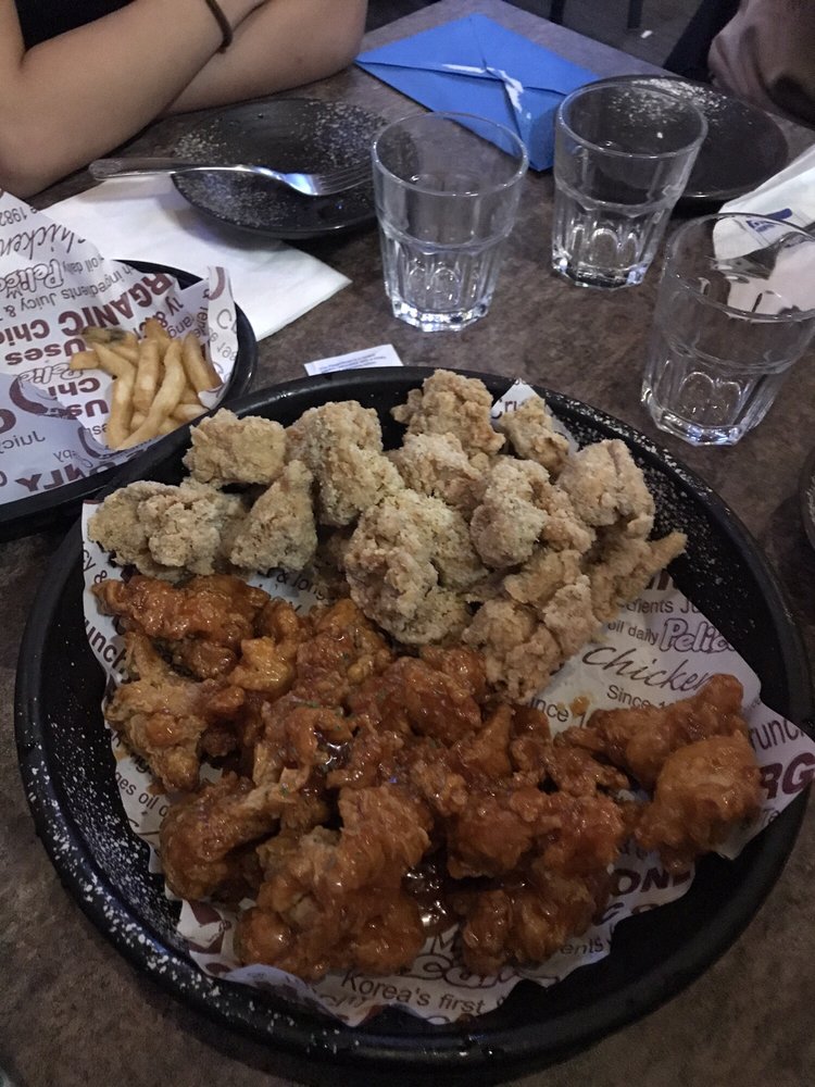 (Eaten) crispy fried boneless chicken, w/ half white ...