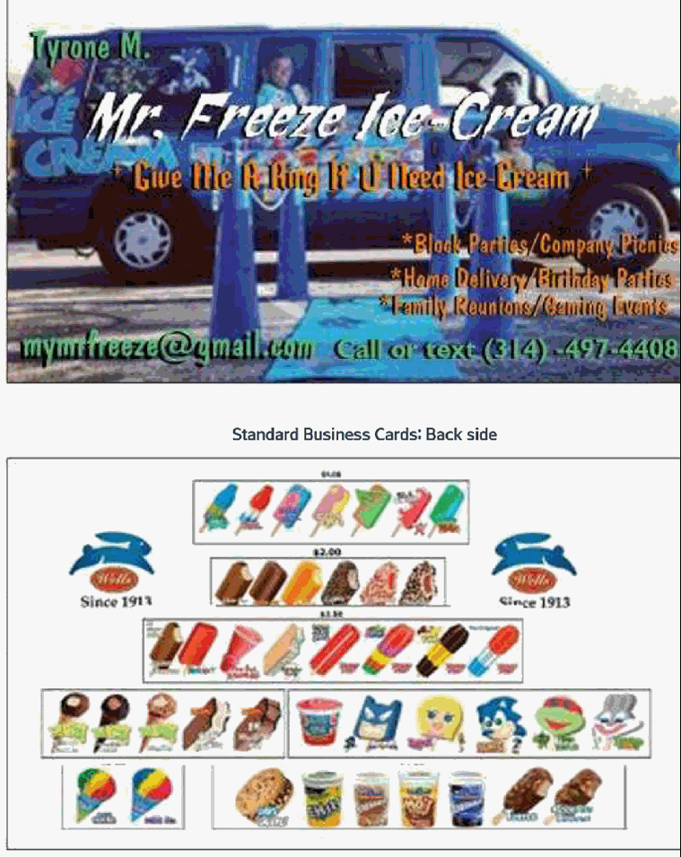 Mr Freeze Ice Cream Food Trucks 5409 Bermuda, Saint Louis, MO