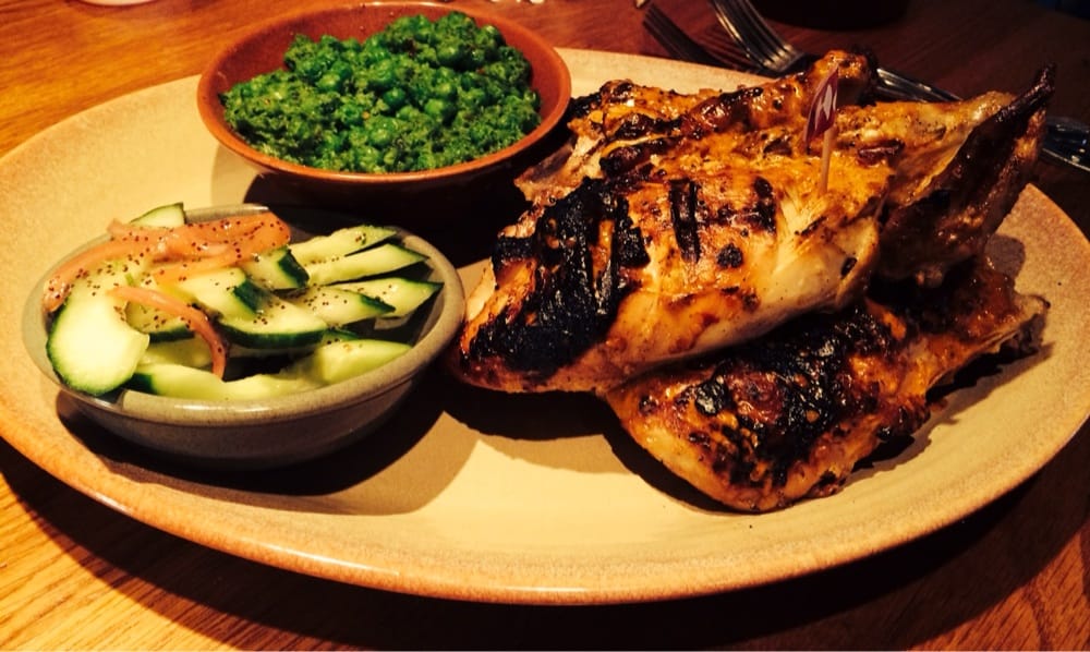 whole grilled chicken with 2 sides i chose macho peas cucumber poppyseed salad yumm yelp whole grilled chicken with 2 sides i chose macho peas cucumber poppyseed salad yumm yelp