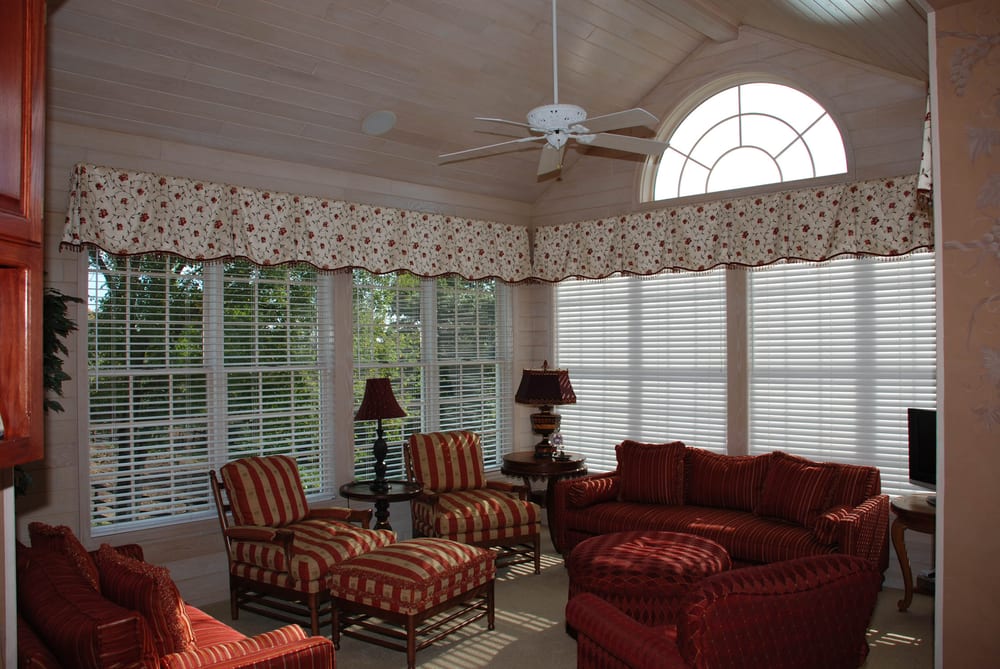 Sun room with new custom valances and furniture. Yelp