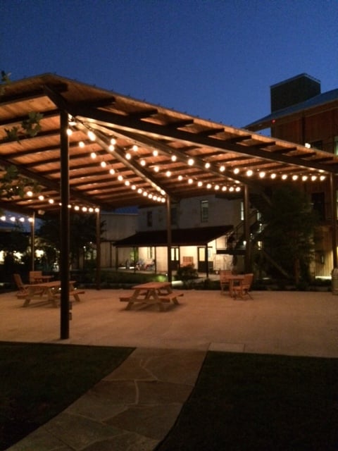 String Lighting At A Local Hotel To Light Up Their Pavilion