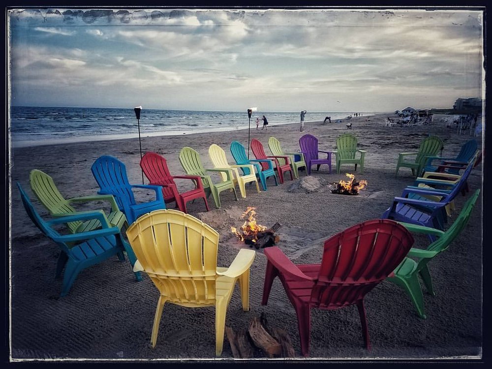 Our Bonfire Set Ups Include Adirondack Chairs Tiki Torches