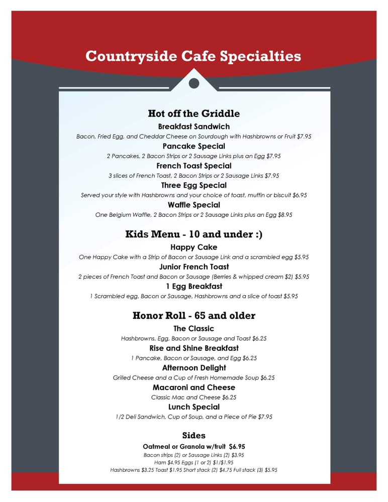 Hot off the Griddle, Kids Menu and Honor Roll Yelp