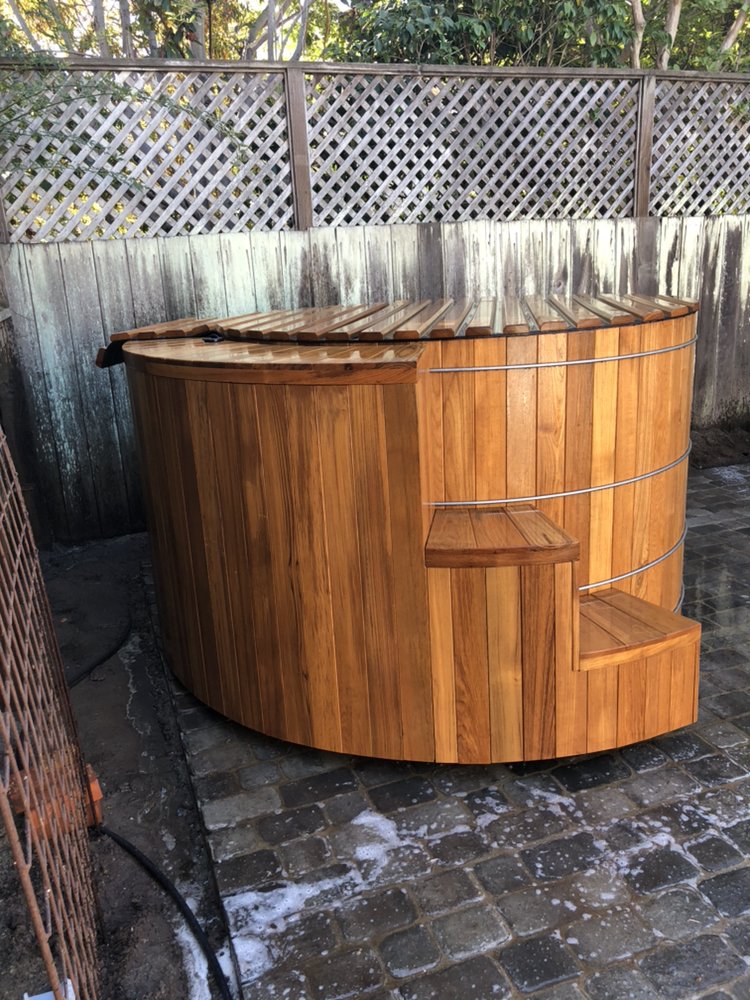 Custom Teak Hot Tub With Steps And Cladding Yelp