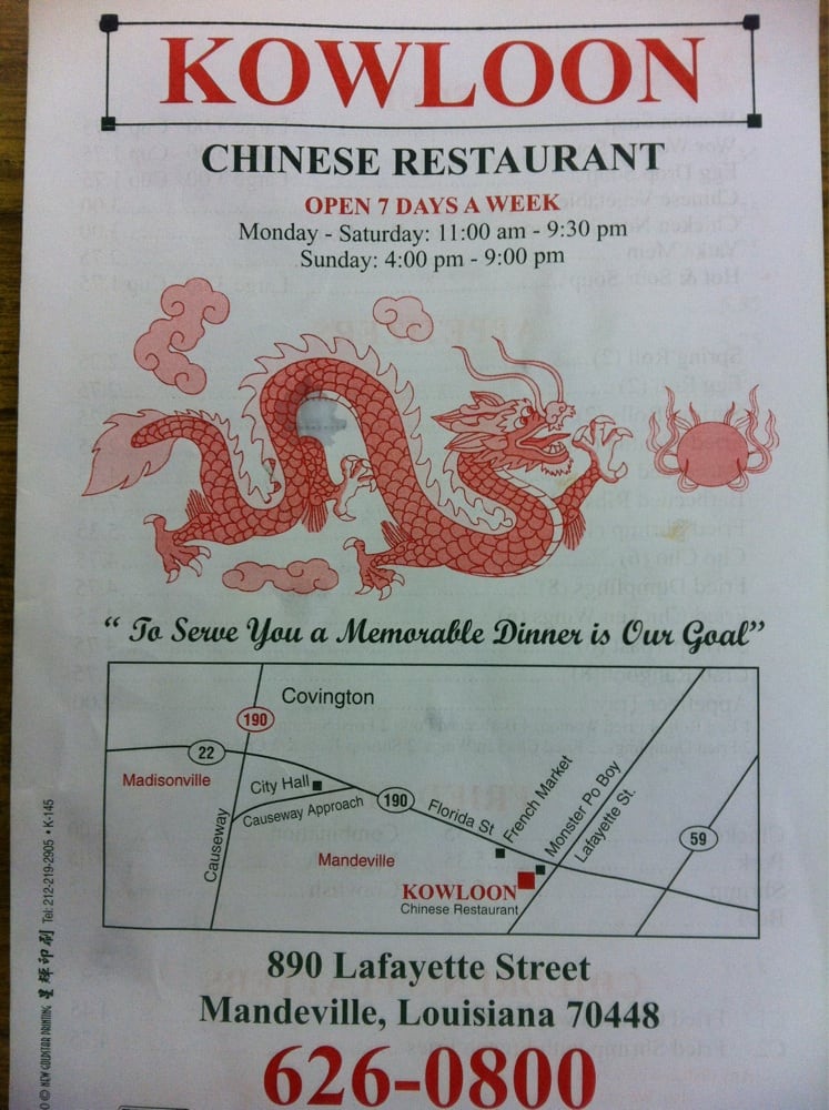 Kowloon Chinese Restaurant CLOSED Chinese 890 Lafayette St