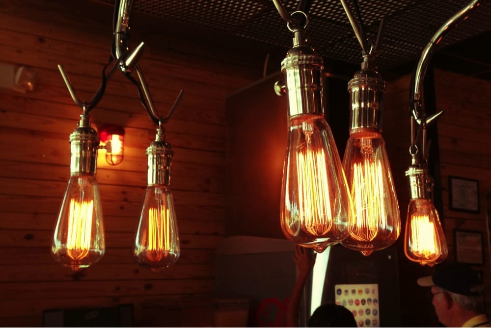Old School Lighting At Burgerfi Yelp Photo Of Burgerfi Austin Tx United States Old School Lighting At