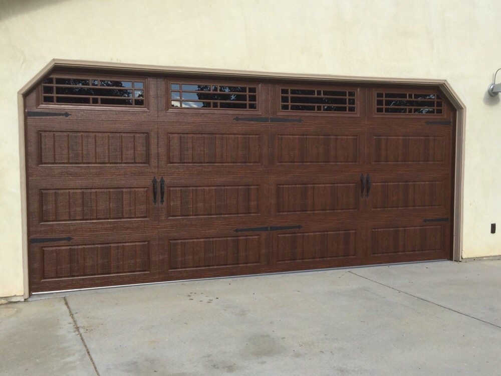 Double Garage Door Insulated With Prairie Window Trim Walnut Photo Of Brad S Overhead Doors Paso Robles Ca United States Double Garage