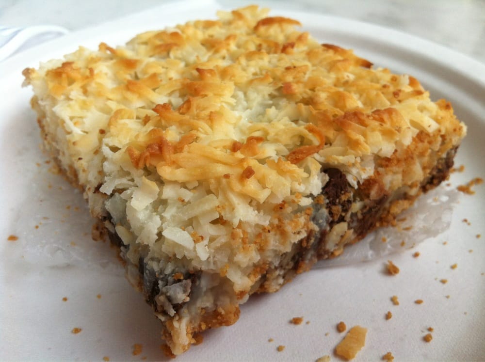 Magic Cookie Bar (graham cracker crust, choc chips, walnuts, coconut