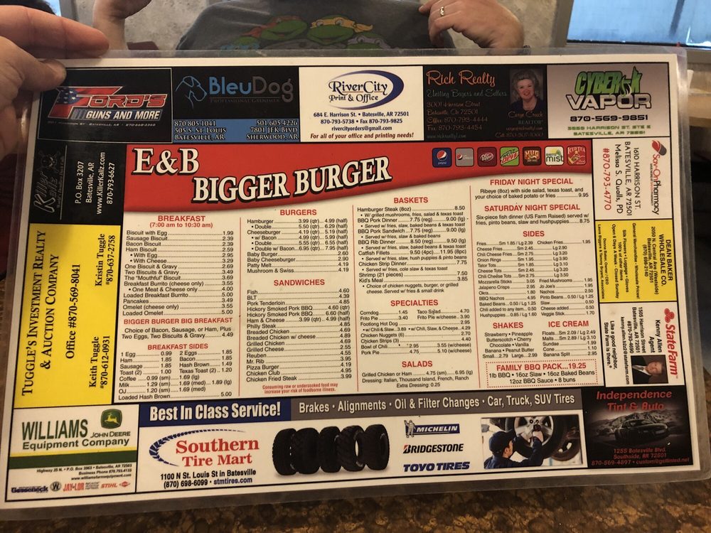 E&B Bigger Burger 2170 N Central Ave, Batesville, AR 2019 All You
