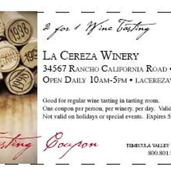 Wine tasting coupons