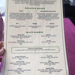 Walia Ethiopian Restaurant Menu Walia Ethiopian Restaurant Menu