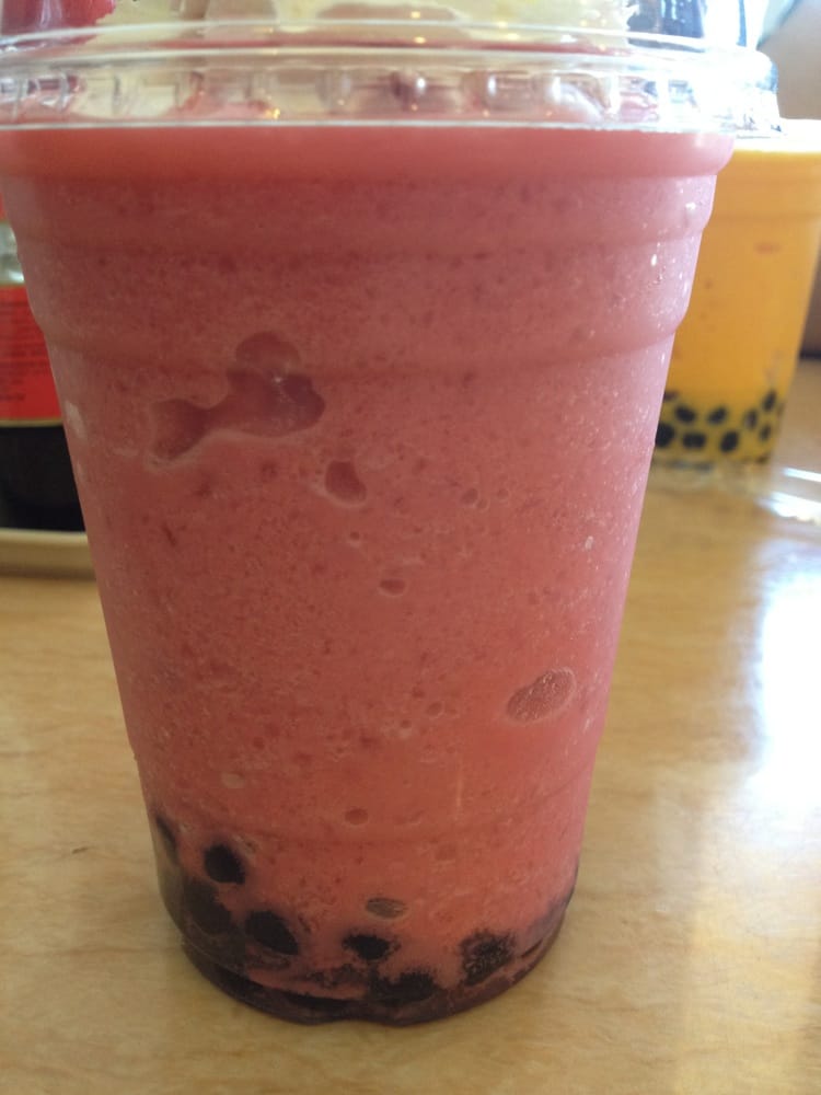 Strawberry smoothie with boba Yelp