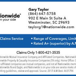 Nationwide Claims Number >> Gary Taylor Insurance Insurance 902 E Main St Westminster Sc Nationwide Claims Number >> Gary Taylor Insurance Insurance 902 E Main St Westminster Sc
