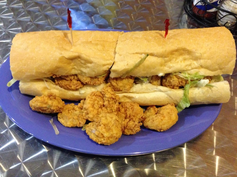 10" shrimp po boy on leidenheimer bread. Big shrimps! Yelp