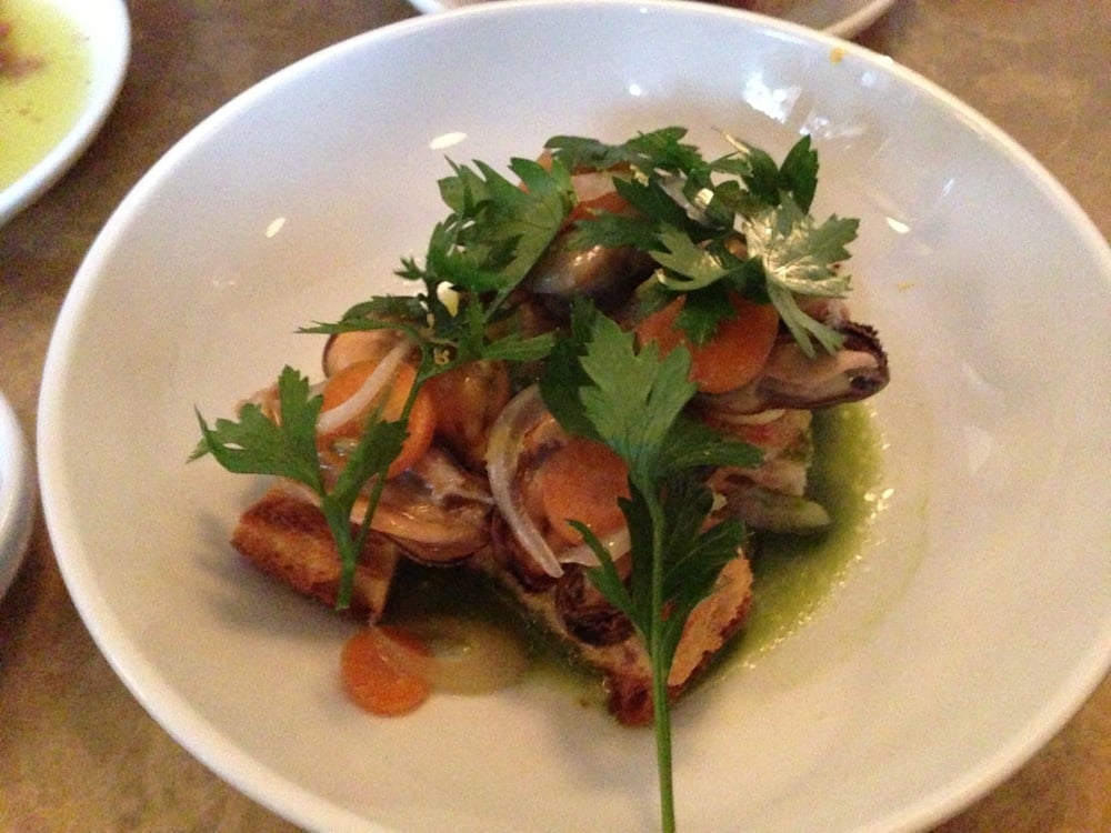 mussels escabeche on toast yelp
