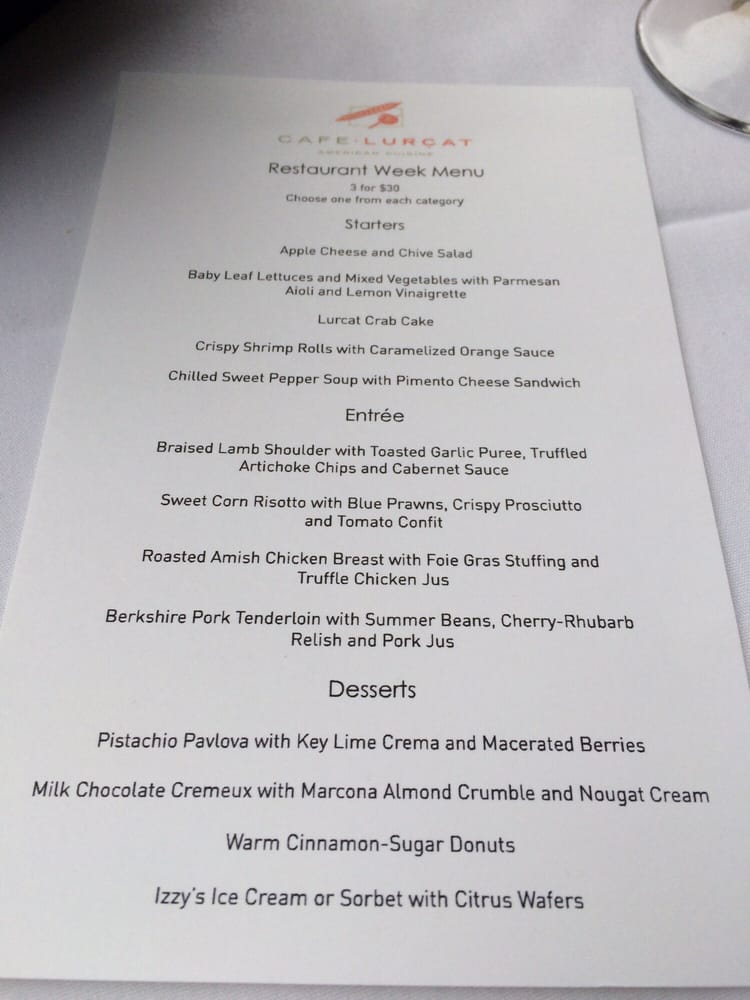 Cafe Lurcat Restaurant Week Menu Cafe Lurcat Restaurant Week Menu