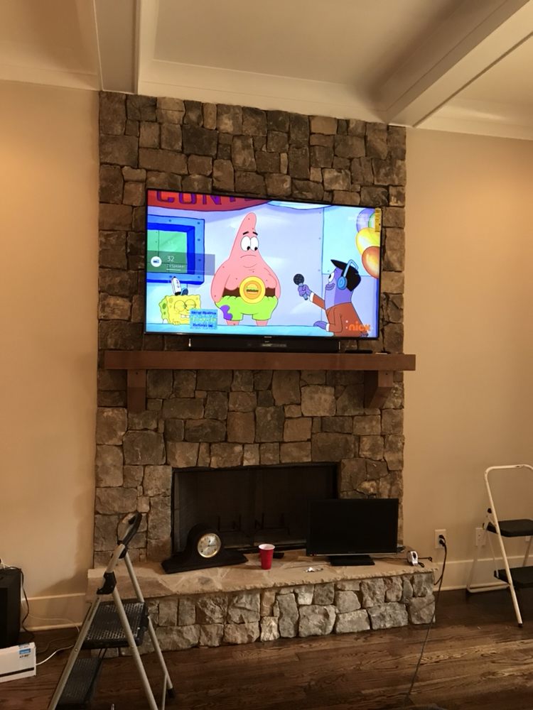 Tv Mount Over Stone Fireplace Yelp