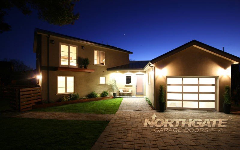 Mc0015 Modern Classic Clear Annodized Aluminum Frame Satin Etch Photo Of Northgate Garage Door San Rafael Ca United States Mc0015