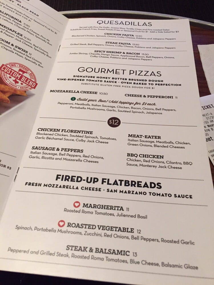 menu quesadilla pizza flatbread yelp