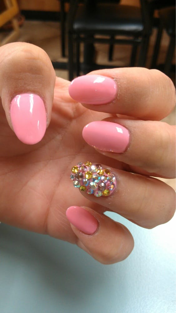 Round Tip With Swarovski Crystals Yelp Photo Of Nails By Vicky Long Beach Ca United States Round Tip