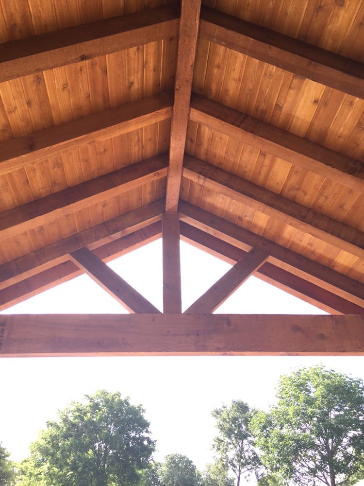 Gable Roof Cover Built With All Rough Cedar Beams Rafters Posts Photo Of Backyard Paradise Montgomery Tx United States Gable Roof Cover Built