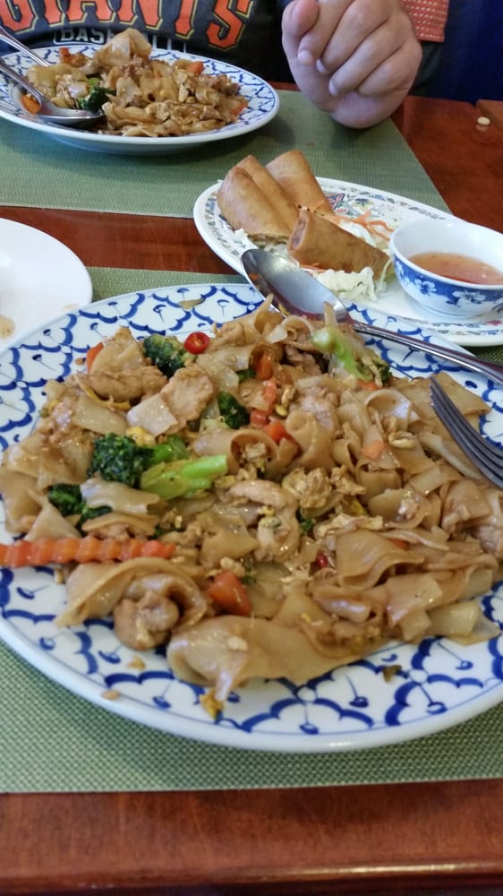 Pad Se Ew with pork. I like to add the little chopped ...