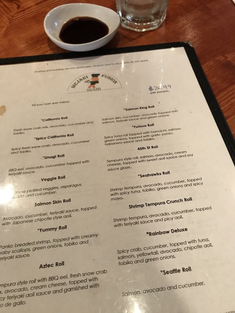 All You Can Eat Menu Yelp Photo Of Mejari Fusion Sushi Amigo Ramen Seattle Wa United States