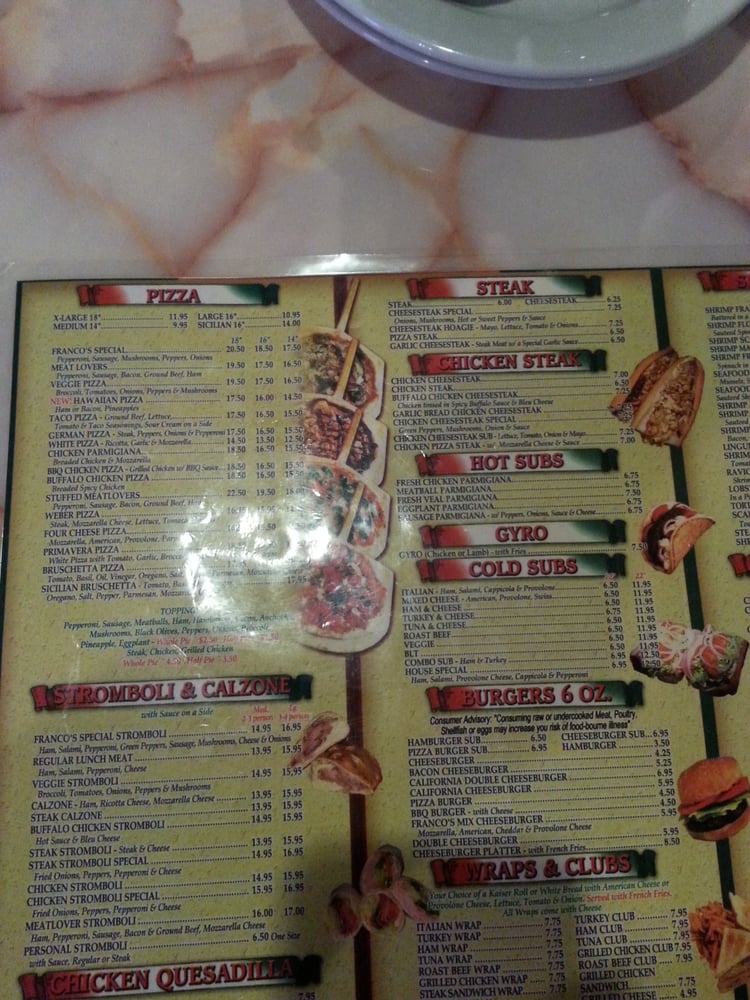 Franco’s Restaurant & Pizza CLOSED Italian 1556 Rt 209