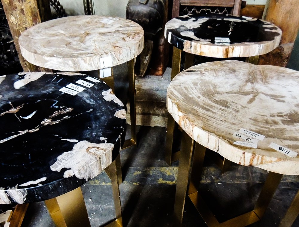 Polished Petrified Wood Slab End Tables Petrified