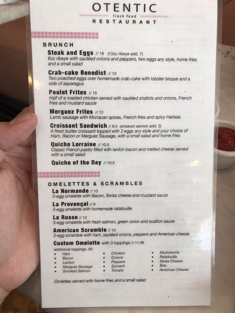 Otentic Fresh Food Restaurant Menu Otentic Fresh Food Restaurant Menu