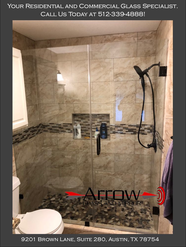 Frameless Inline Glass Shower Enclosure With Oil Rub Bronze