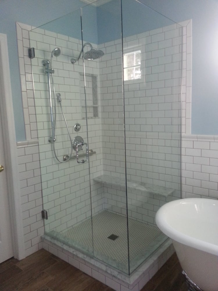 Wedi Shower System Using Carrara Marble White Subway Custom Tiling Photo Of Acr Kitchen And Bath Jeannette Pa United States Wedi Shower