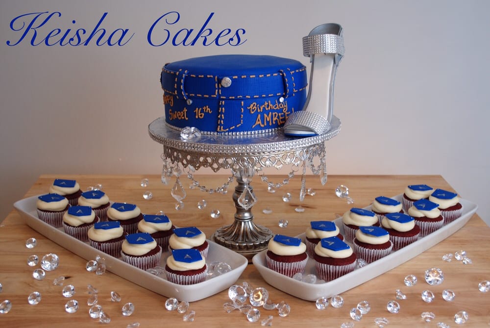 Denim and Diamonds themed cake and cupcakes. The shoe is edible! Yelp