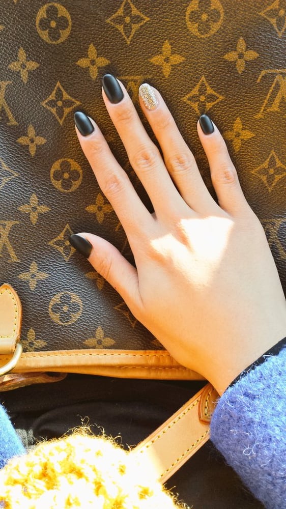 Matte Black And Gold Glitter By Tammy Yelp Photo Of Lavender Nails Spa Elkridge Md United States Matte Black